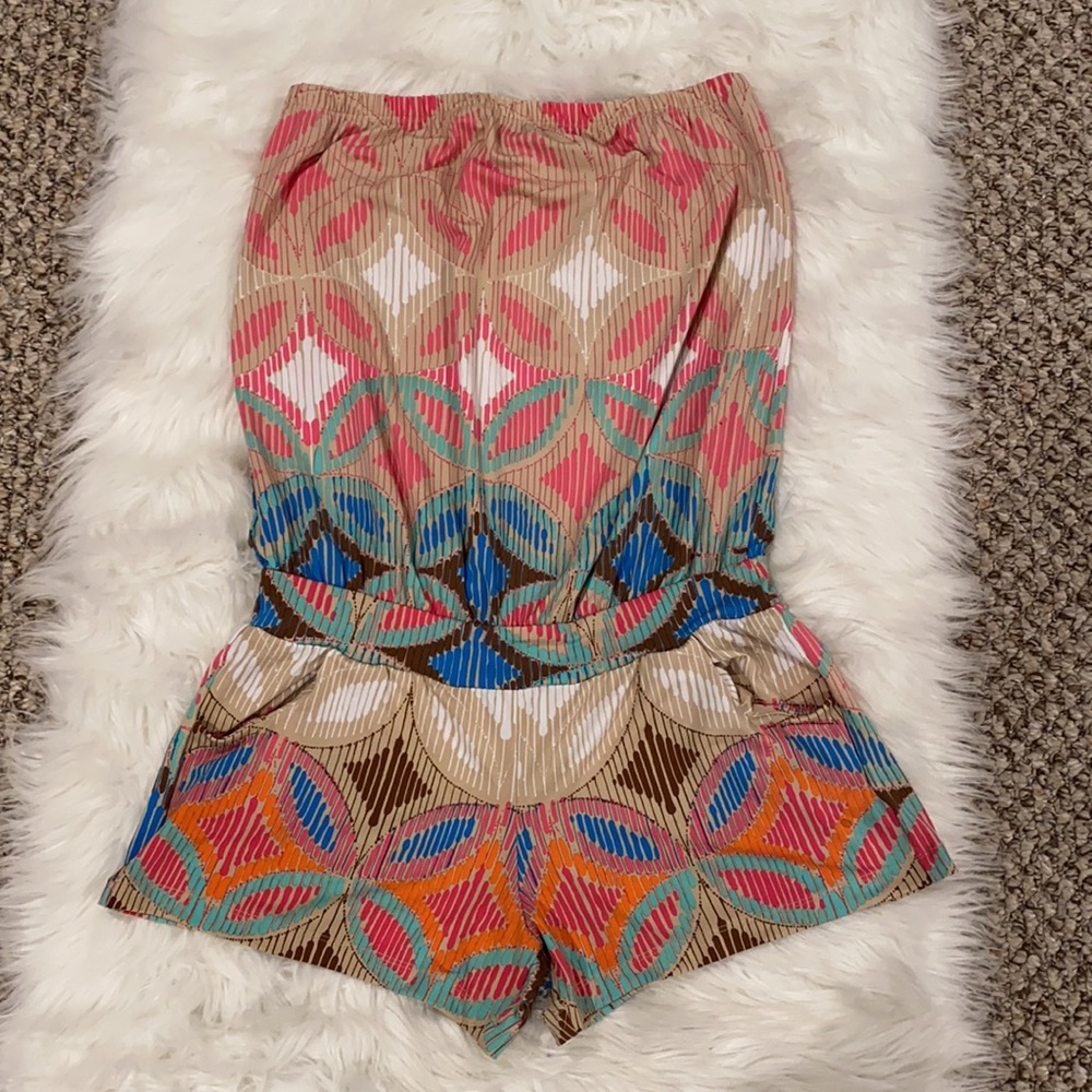 Tori Richard Honolulu Strapless Printed Romper size small